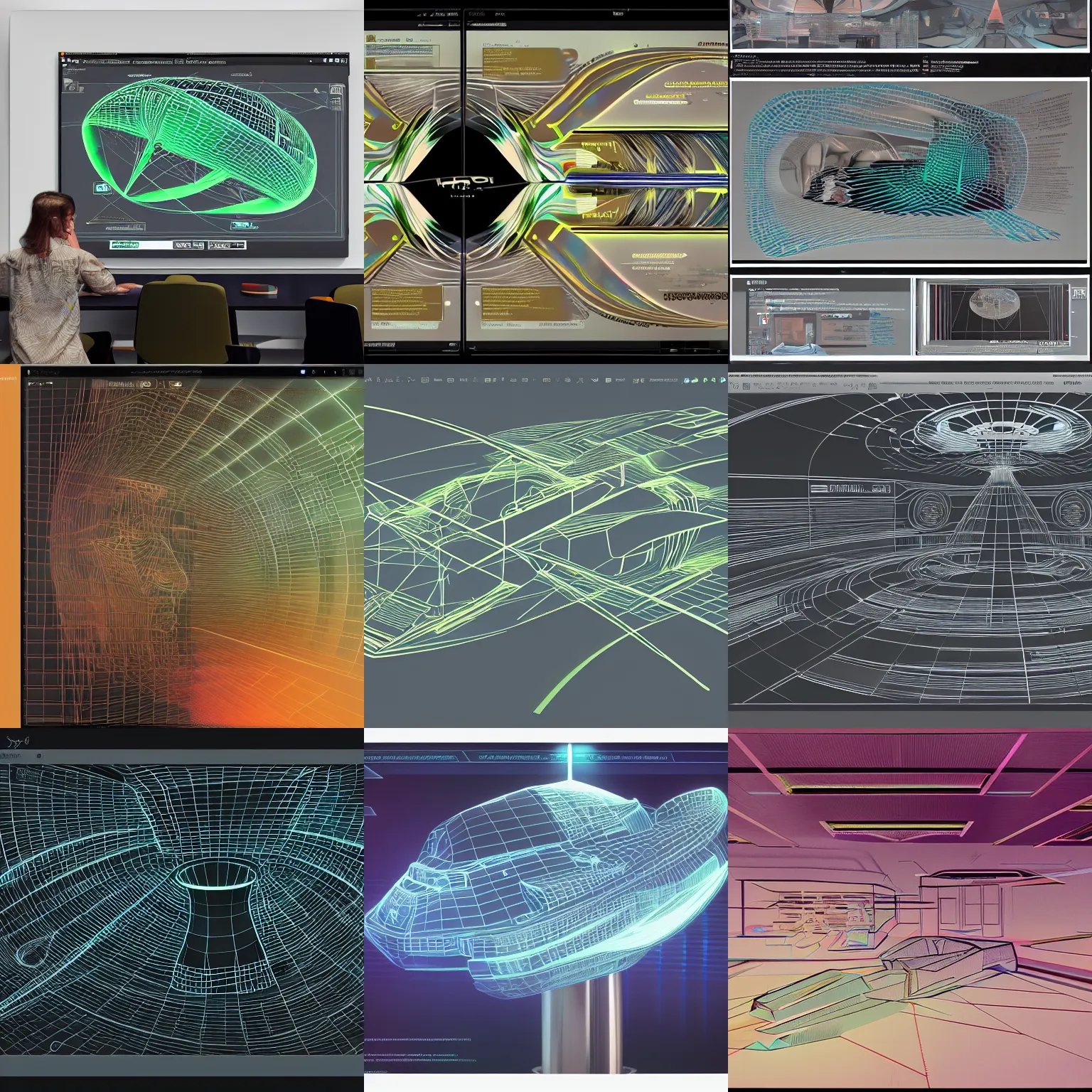Prompt: Trending on Artstation by Syd Mead. Somebody using a holographic 3d mind map within a room-space. User interface. Award-winning. UX/UI. User experience. Natural intuitive expressive. Multi-layered. Graspable. Easy. Complex.