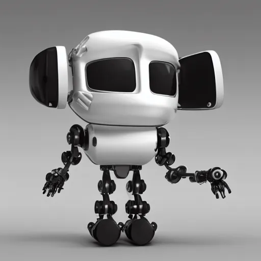 Prompt: small robot with a screen as face, realistic, octane render