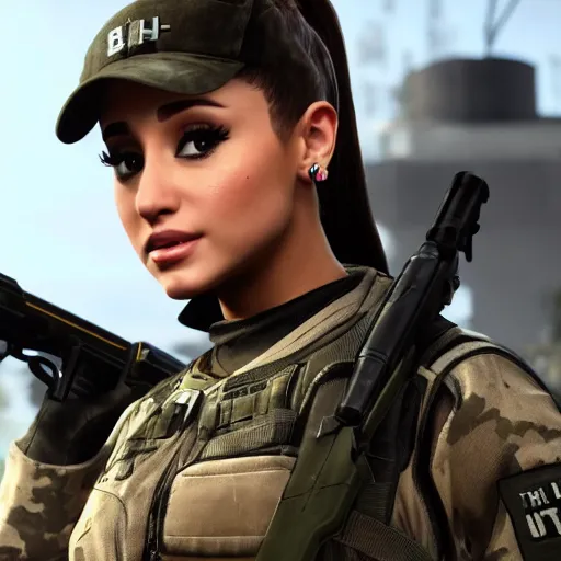 Image similar to Ariana Grande in Call of Duty, 4k