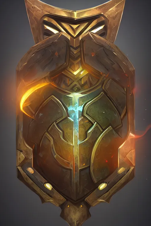 Image similar to shield fantasy epic legends game icon stylized digital illustration radiating a glowing aura global illumination ray tracing hdr fanart arstation by ian pesty and katarzyna da „ bek - chmiel