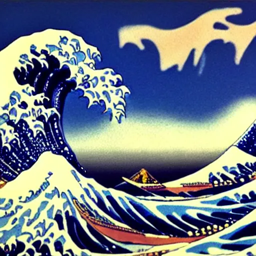 Image similar to ( ( ( great wave off kanagawa ) ) ), made of clay, claymation!, aardman studios, claymation style, clay sculpture, 3 d cgi clay sculpture, three - dimensional