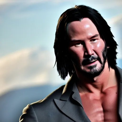 Image similar to muscular keanu reeves, highly detailed, high quality, hd, 4 k, 8 k, canon 3 0 0 mm, professional photographer, 4 0 mp, lifelike, top - rated, award winning, realistic, sharp, no blur, edited, corrected, trending