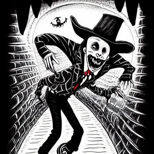 Image similar to black and white trippy comic art depiction of dracula roller skates, vampire, roller skates, vampire, rollerskates, drawn by martin rowson, tim burton, alex pardee, nekro petros afshar, cgsociety, awesome, cool, detailed, intricate ink, 4 k