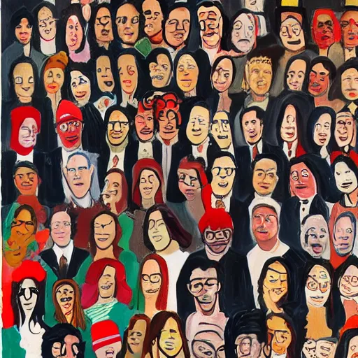 Prompt: Where's Waldo, in the style of Alice Neel painting