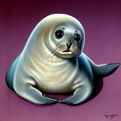 Prompt: adorable baby seal by greg hildebrandt