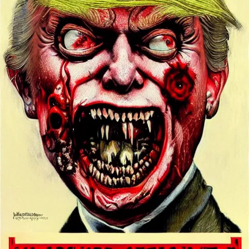 Image similar to zombie donald trump by norman rockwell