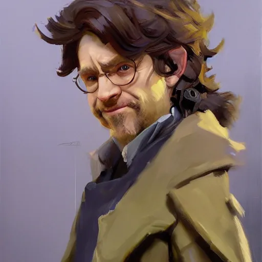 Image similar to greg manchess portrait painting of bilbo beutlin as overwatch character, medium shot, asymmetrical, profile picture, organic painting, sunny day, matte painting, bold shapes, hard edges, street art, trending on artstation, by huang guangjian and gil elvgren and sachin teng