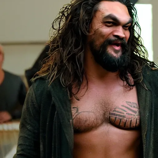 Prompt: jason momoa as munchs scream