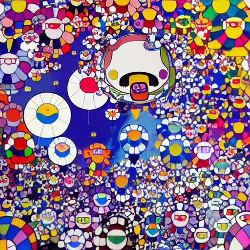 Image similar to astronaut painting by takashi murakami