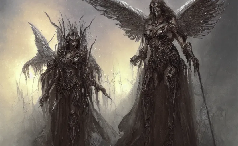 Prompt: a intricate concept art of the angel of death, by greg rutowski and thomas kinkade, Trending on artstation