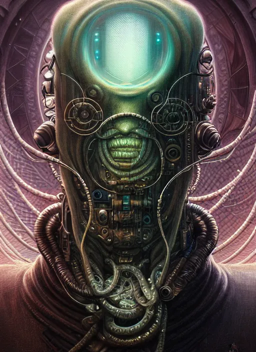 Prompt: closeup portrait shot of a cyberpunk cthulu in a scenic dystopian environment, intricate, elegant, highly detailed, centered, digital painting, artstation, concept art, smooth, sharp focus, illustration, artgerm, tomasz alen kopera, peter mohrbacher, donato giancola, joseph christian leyendecker, wlop, boris vallejo