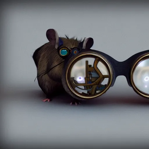 Prompt: a rat with steampunk googles, with Octane