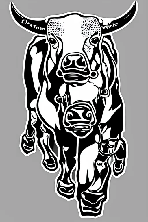 Image similar to A portrait of a bull on a motorcycle, sticker, highly detailed, colorful, illustration, smooth and clean vector curves, no jagged lines, vector art, smooth