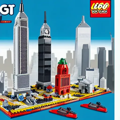 Prompt: world trade center lego set