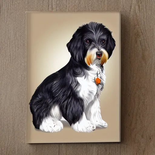 Prompt: Tlingit print of havanese dog