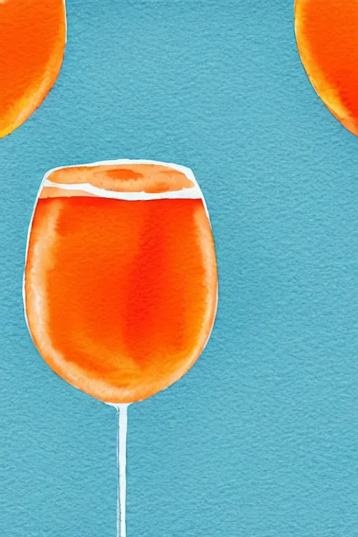 Image similar to minimalist watercolor art of aperol spritz, illustration, vector art