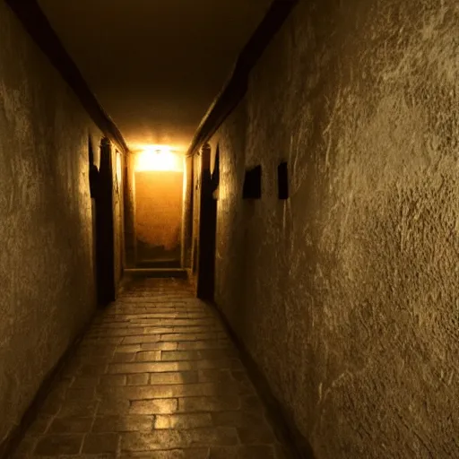 Prompt: the darkest hallway in the old castle