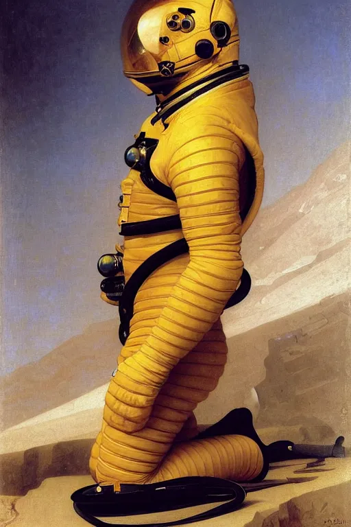 Image similar to portrait of a tiger astronaut with spacesuit and helmet, majestic, solemn, by bouguereau