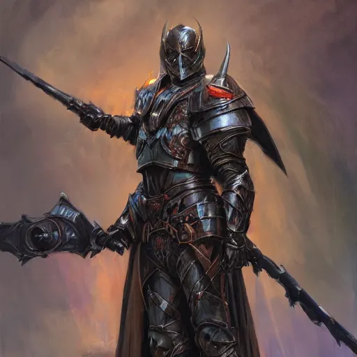 Image similar to The black knight of death, fantasy closeup character art by Donato Giancola, Craig Mullins, digital art, trending on artstation