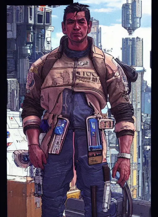 Prompt: hector. apex legends cyberpunk weight lifter. concept art by james gurney and mœbius. cinematic, dramatic lighting ( cyberpunk 2 0 7 7 ), clean aesthetic