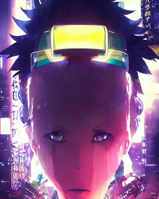 Prompt: portrait of a dream guide in night tokyo by makoto sinkai, my hero academia,cyberpunk, greg rutkowski, perfect face, fine details