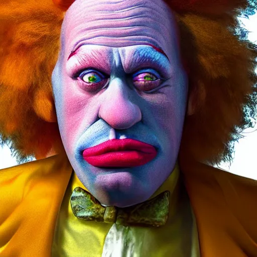 Prompt: stunning award winning hyperrealistic hdr 8 k highly detailed portrait photo of krusty the clown as a real human