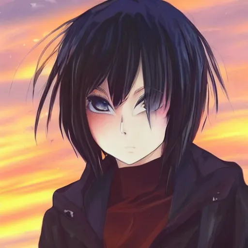 1 7 - year - old anime goth girl, black hair, long bob | Stable Diffusion |  OpenArt