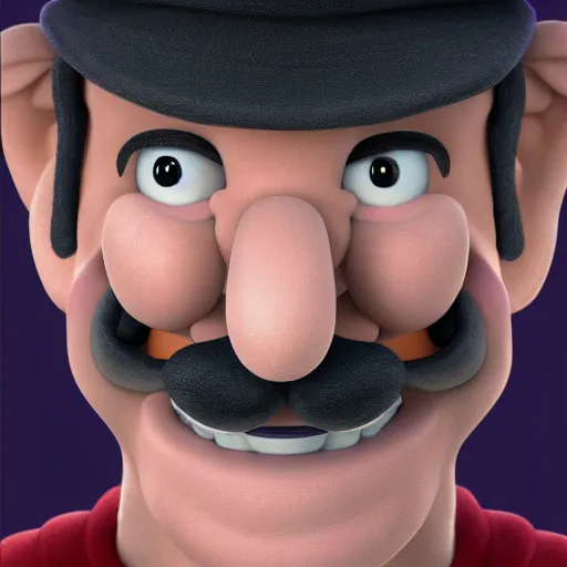 Image similar to stunning award winning hyperrealistic hdr 8 k highly detailed portrait photo of waluigi as a real human