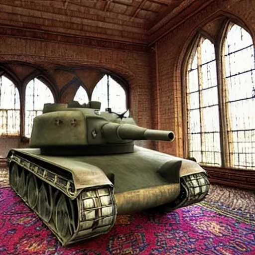 Image similar to Photo of a tank in Hogwarts common room