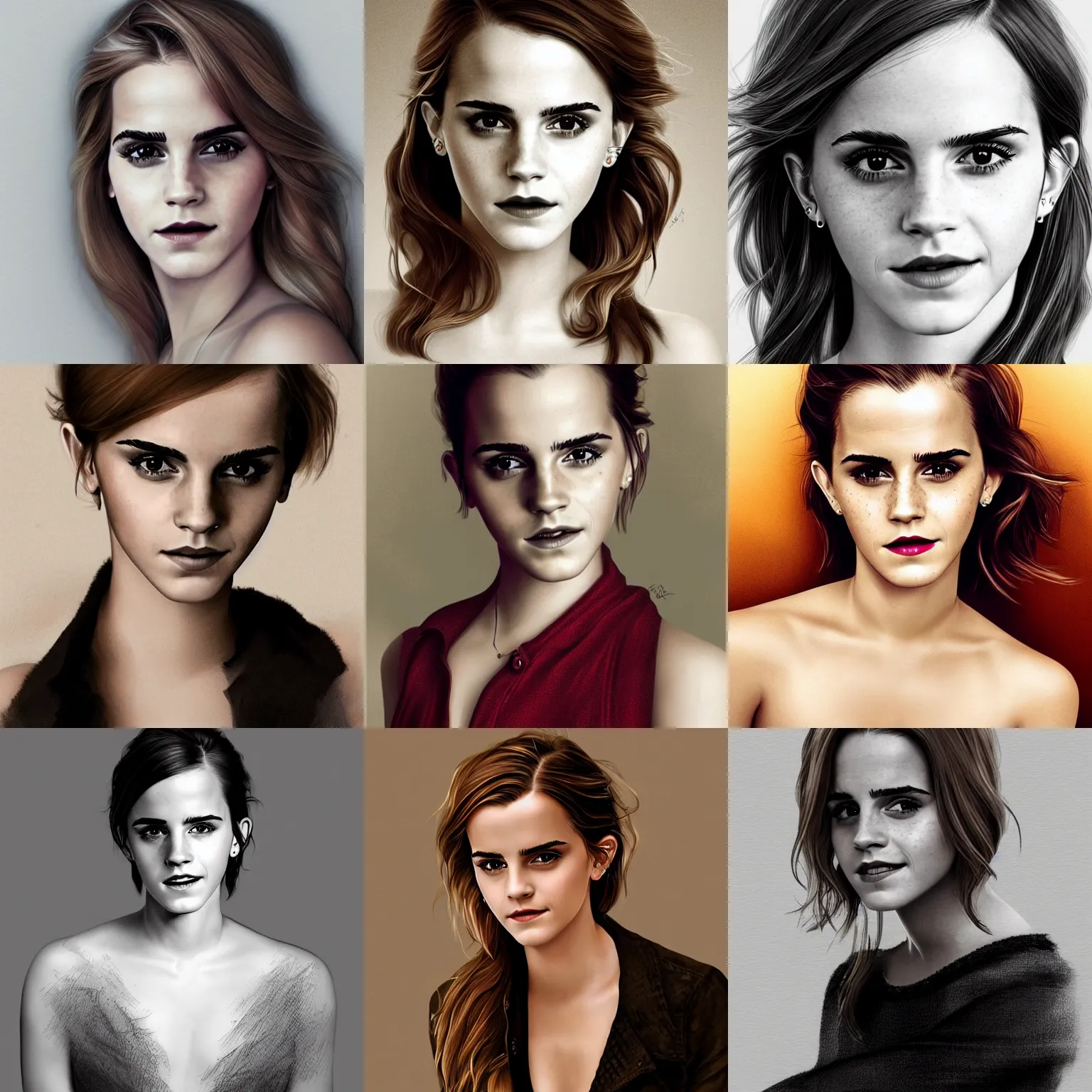 Prompt: sensual portrait photograph of emma watson, full body, 2 1 mm, elegant, intricate, naughty smile, sultry, smooth, illustration, digital painting