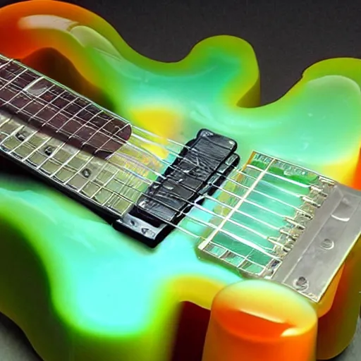 Image similar to an electric guitar made entirely out of gelatinous goo