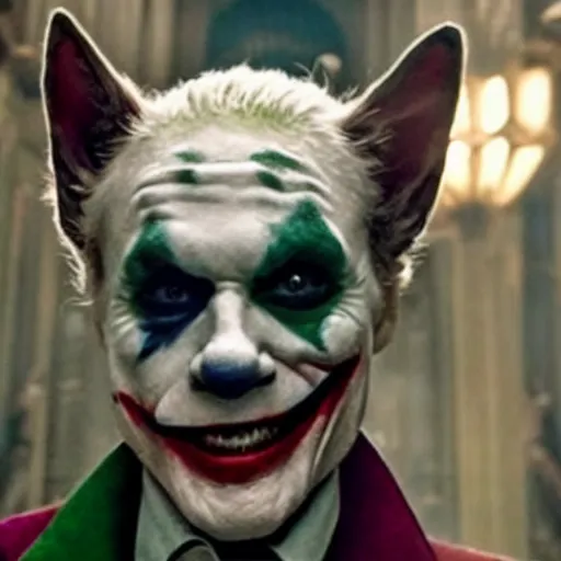 Prompt: still of doge as Joker in new joker film