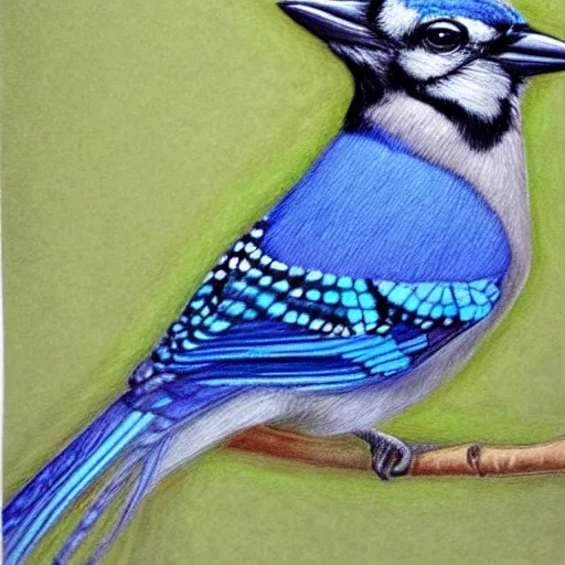 a colored pencil drawing of a blue sparrow by natalia, Stable Diffusion