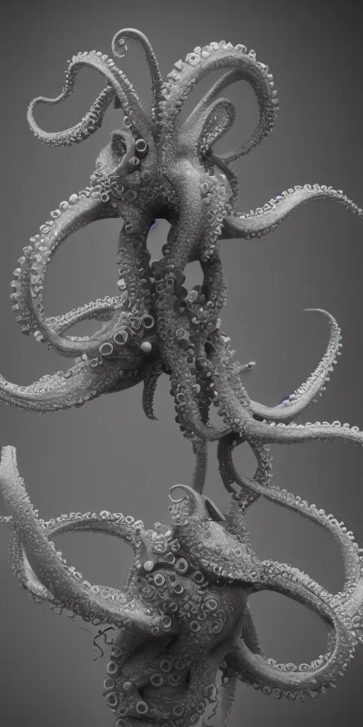 Image similar to the fractalogist, octopus transhuman, zbrush sculpture, octane render, high detail, post processing, 4 k