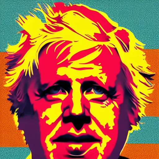 Image similar to individual boris johnson portrait fallout 7 6 retro futurist illustration art by butcher billy, sticker, colorful, illustration, highly detailed, simple, smooth and clean vector curves, no jagged lines, vector art, smooth andy warhol style - 8 7 0