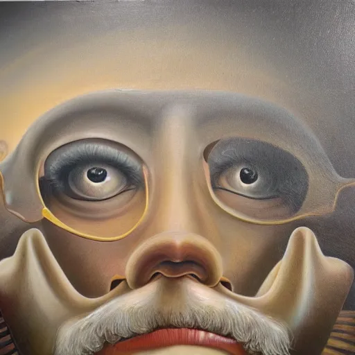 Image similar to mr. mural, surrealism, oil on canvas, high detail