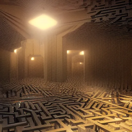 Prompt: the grand entrance to the endless maze, art by kotaro chiba, volumetric lighting, epic composition