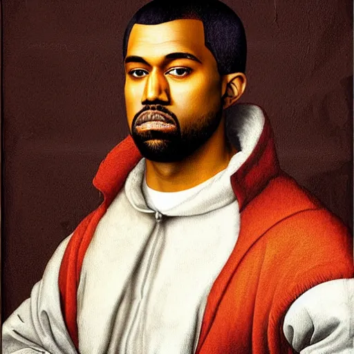 Image similar to A Renaissance portrait painting of Kanye West