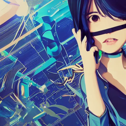 Image similar to Frequency indie album cover, luxury advertisement, blue filter, blue and black colors. Clean and detailed post-cyberpunk sci-fi close-up schoolgirl in asian city in style of cytus and deemo, blue flame, mysterious vibes, by Tsutomu Nihei, by Yoshitoshi ABe, by Ilya Kuvshinov, by Greg Tocchini, nier:automata, set in half-life 2, GITS, Blade Runner, Neotokyo Source, Syndicate(2012), beautiful with eerie vibes, very inspirational, very stylish, with gradients, surrealistic, dystopia, postapocalyptic vibes, depth of field, mist, rich cinematic atmosphere, perfect digital art, mystical journey in strange world, beautiful dramatic dark moody tones and studio lighting, shadows, bastion game, arthouse