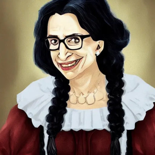 Image similar to portrait of a young ruth bader ginsberg as yennefer from the witcher