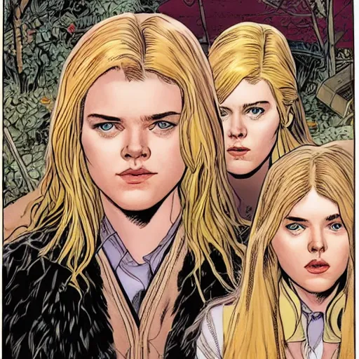 Image similar to Elle Fanning in the Kingdom Come comic by Mark Waid, head and shoulders, symmetrical facial features, smooth, sharp focus, intricate, extremely detailed masterpiece,