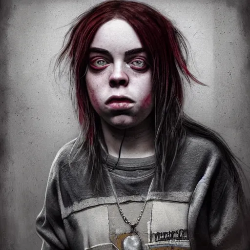 Image similar to grunge painting of billie eilish by michal karcz in the style of chucky