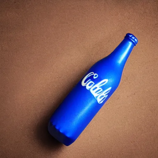 Image similar to a blue CocaCola bottle marketing product photography