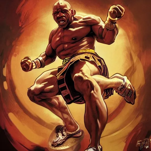 Prompt: tiny lister as dhalsim street fighter, jump kick, 4 k, ultra realistic, detailed focused art by artgerm and greg rutkowski and alphonse mucha