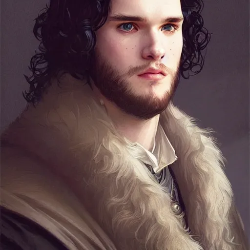 Image similar to portrait of john snow, intricate, elegant, highly detailed, digital painting, artstation, concept art, smooth, sharp focus, illustration, art by artgerm and greg rutkowski and alphonse mucha and william - adolphe bouguereau