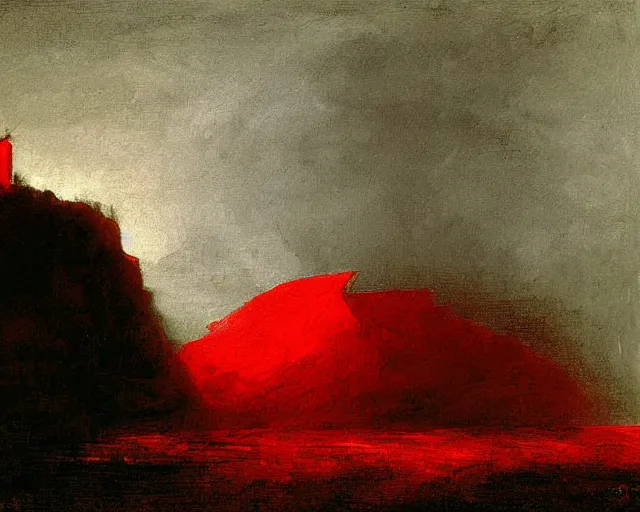 Image similar to red green and black painting by John Martin