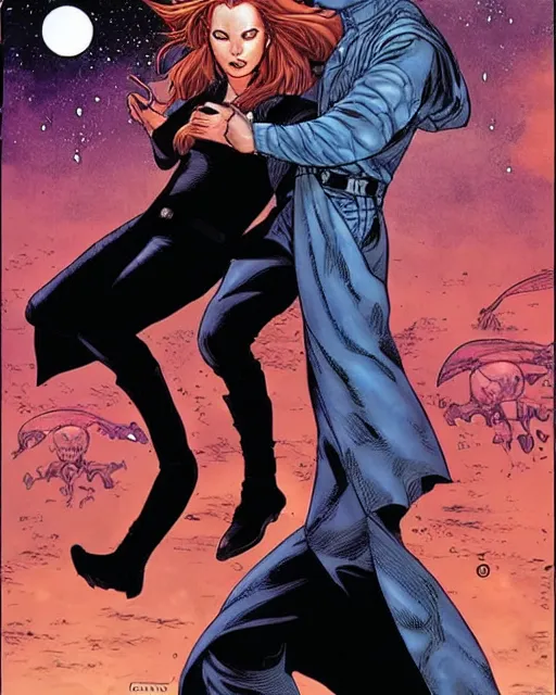 Image similar to mara jade and luke skywalker, cover art by jim lee