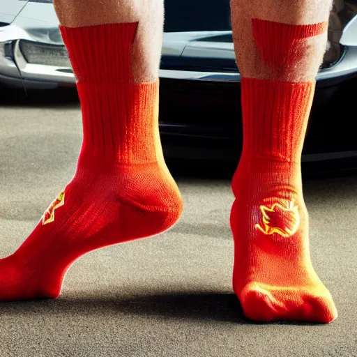 Prompt: flash mcqueen wearing socks