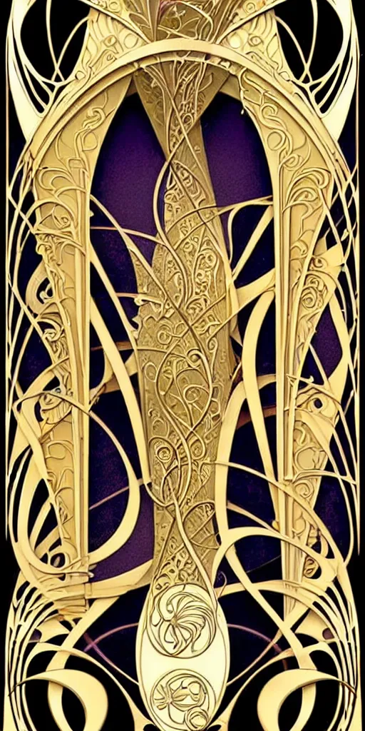 Prompt: the source of future growth dramatic, elaborate emotive Art Nouveau styles to emphasise beauty as a transcendental, seamless pattern, symmetrical, large motifs, hyper realistic, 8k image, 3D, supersharp, Art nouveau curves and swirls, metallic polished surfaces, glittery iridescent and black and gold colors , pastel colors, perfect symmetry, iridescent, High Definition, sci-fi, Octane render in Maya and Houdini, light, shadows, reflections, photorealistic, masterpiece, smooth gradients, high contrast, no blur, sharp focus, photorealistic, insanely detailed and intricate, cinematic lighting, Octane render, epic scene, 8K