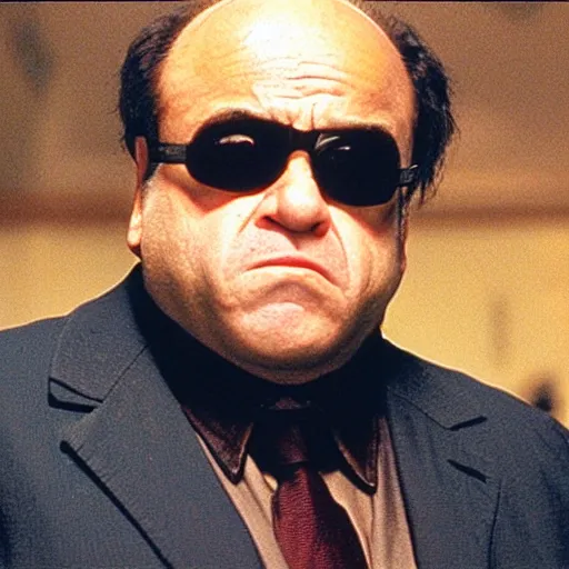 Prompt: A movie still of Danny Devito in The Matrix